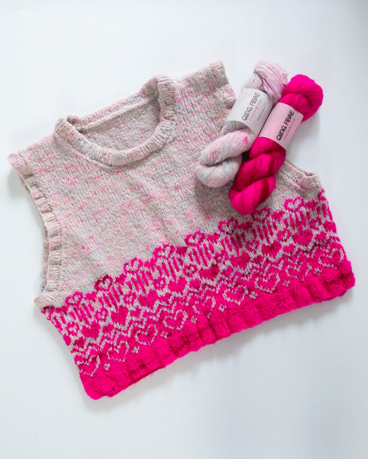 Clara Eggers Lighthearted Slipover Kit (Size H) - Super Floof DK - Kiki and Rose Blush