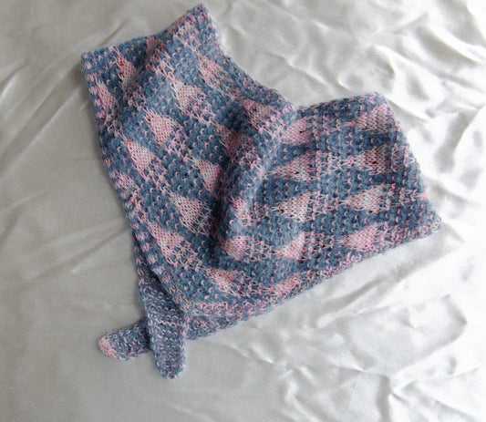 Harlequin Shawlette - Noctilucent Cloud and Rose Tinted