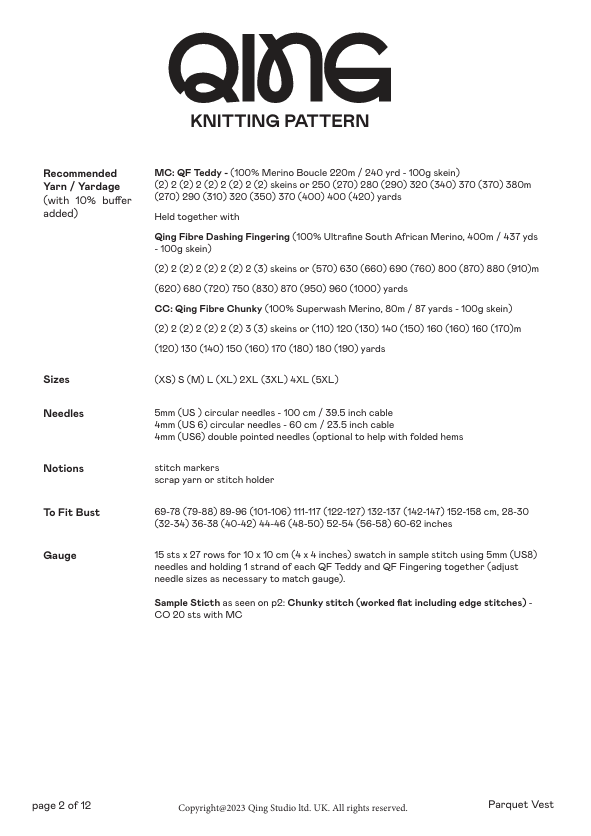 Parquet Vest Pattern - Download