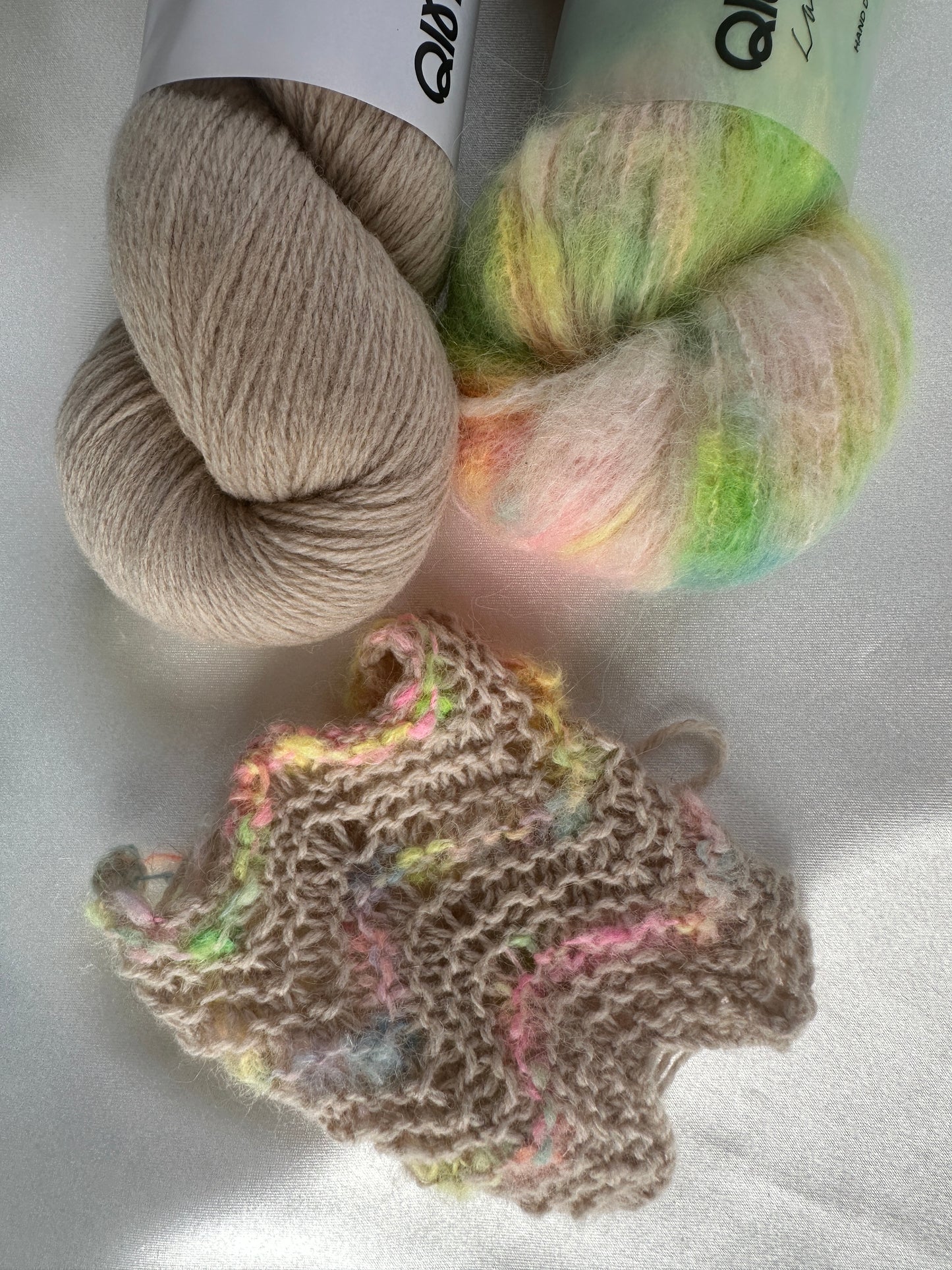 Snaking Vest / Mini Dress Kit - Melted Baby Suri & Fjord - Flying Saucer & Khaki