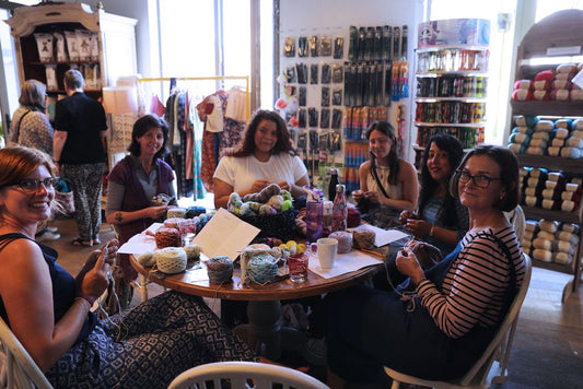 Qing Fibre's Charity Workshop at The Village Haberdashery and techniques used in the Farled Fascination Scarf