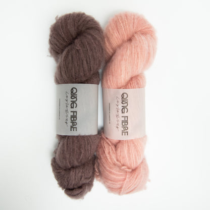 Anxiousgirlknits Frilled to Bits Mitts Kit - Super Floof DK - Raven and Soft Clay