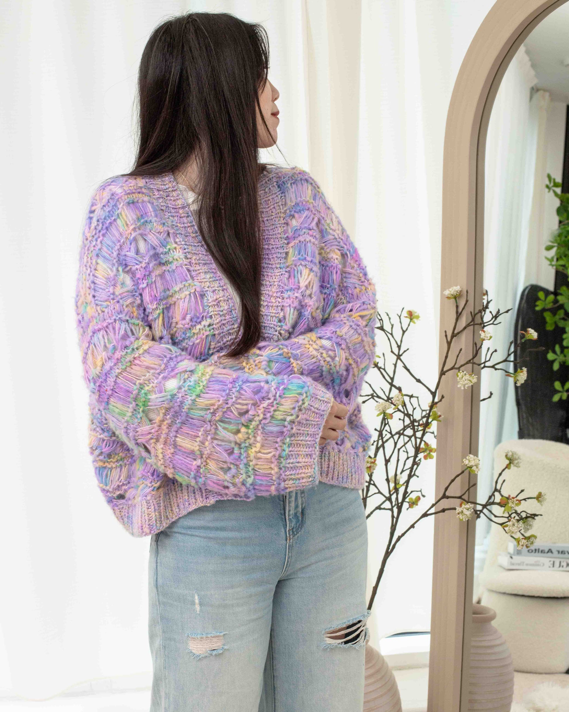 Cloudfall Cardigan knitting pattern result front view