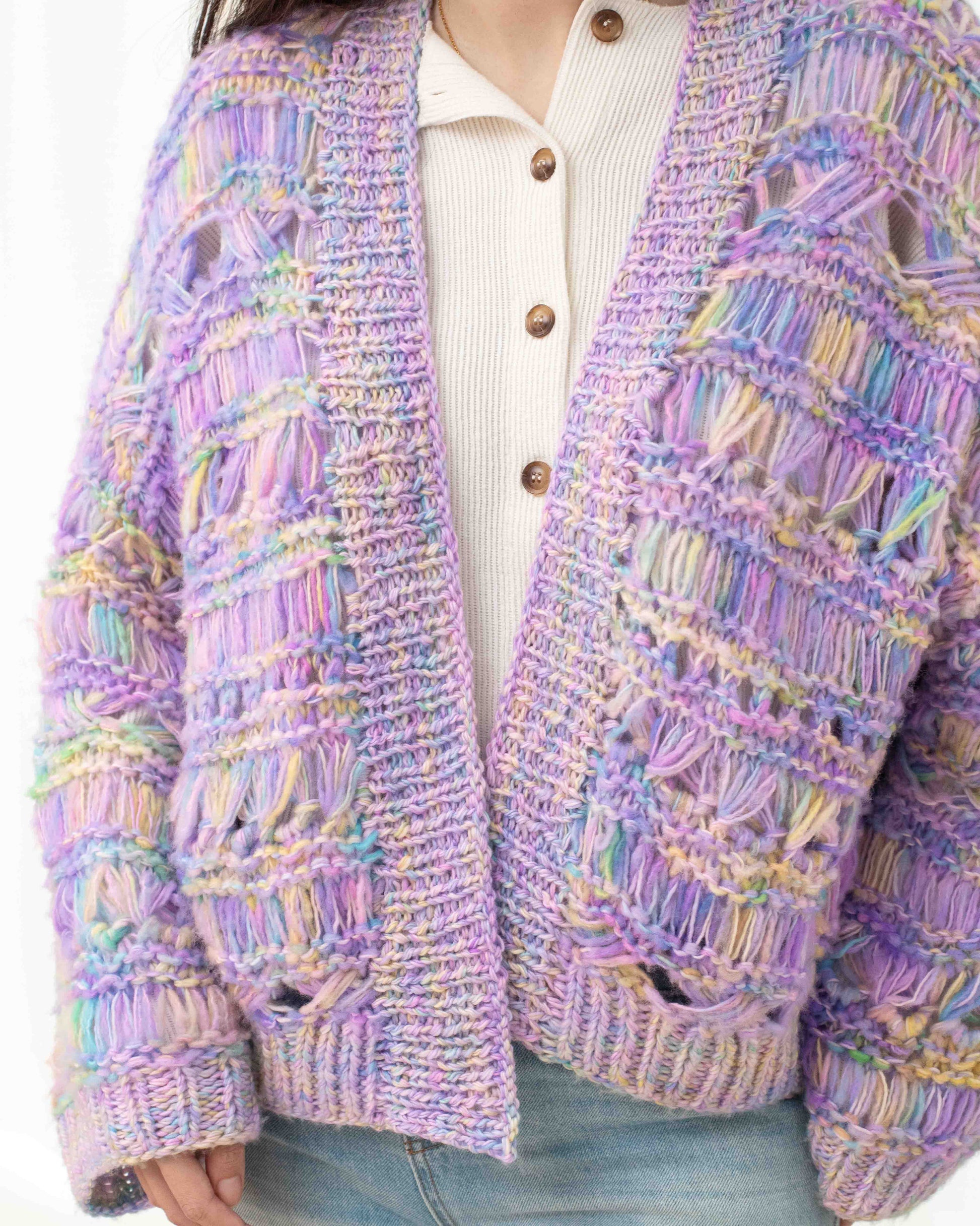 Cloudfall Cardigan knitting pattern result front view