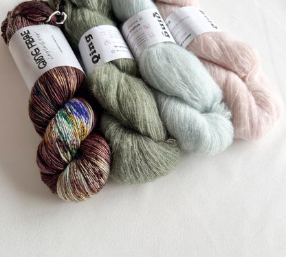 WestKnits 'Geogradient' Kits - Dashing Sassy & Veranita - Jurassic, Paris, Pistachio & Tea