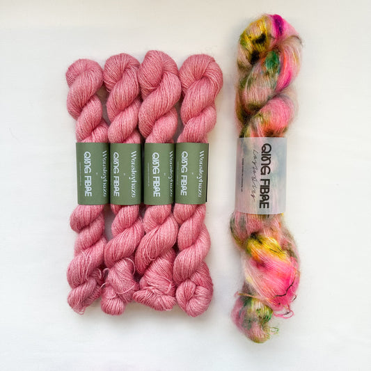 Elton Cardigan Kit - Wensleyhaze Starfish & Kid Mohair Silk Cherry Hill