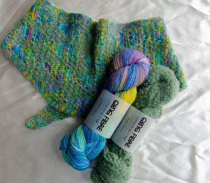 Harlequin Shawlette Knit Kits - Baby Teddy and Dashing Fingering – Glitch and Echo