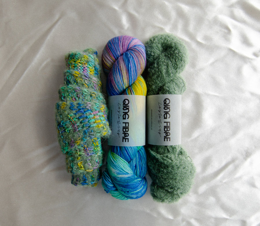 Harlequin Shawlette Knit Kits - Baby Teddy and Dashing Fingering