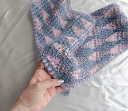 Harlequin Shawlette Knit Kits - Baby Teddy and Dashing Fingering – Glitch and Echo