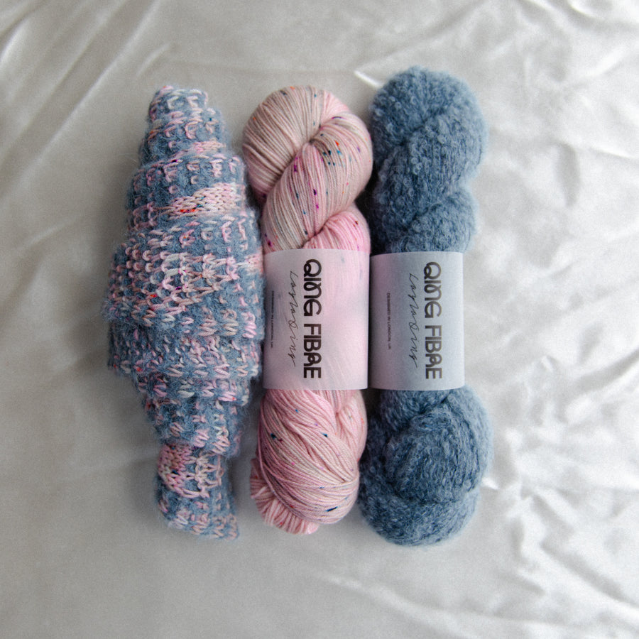 Harlequin Shawlette Knit Kits - Baby Teddy and Dashing Fingering