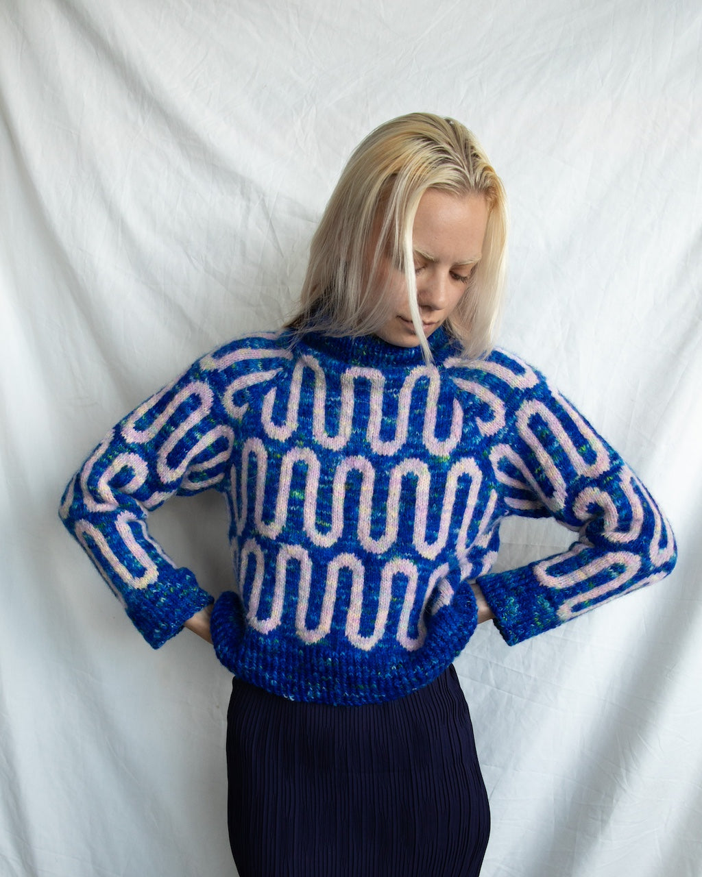 Spektakelstrik Wave Sweater Kit - Abyss & Mother of Pearl - XS-(S-M)