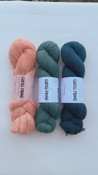 Romola Wrap Kit - Fjord & Melted Baby Suri - Malachite, Lagoon & Peachy